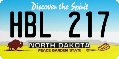 ND license plate HBL217