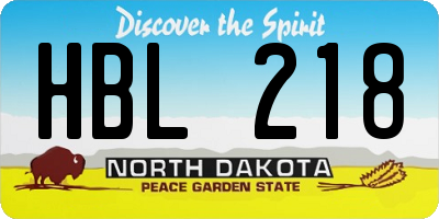 ND license plate HBL218