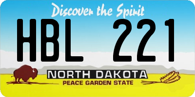 ND license plate HBL221