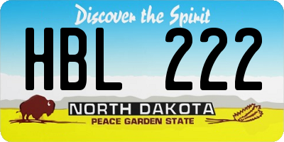 ND license plate HBL222