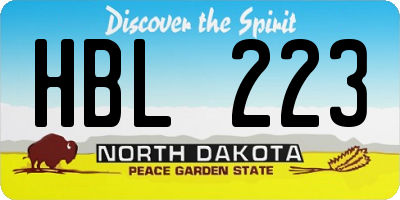 ND license plate HBL223