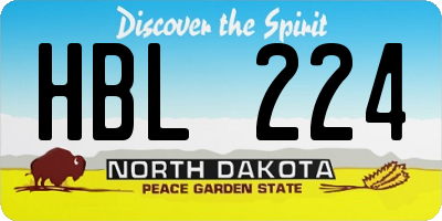 ND license plate HBL224