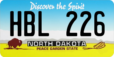 ND license plate HBL226