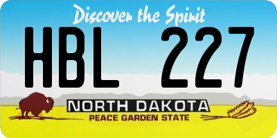 ND license plate HBL227