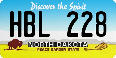 ND license plate HBL228
