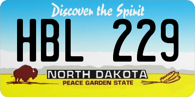 ND license plate HBL229