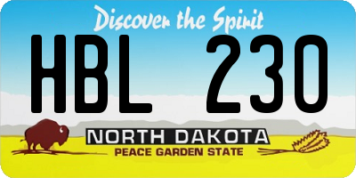 ND license plate HBL230