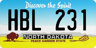 ND license plate HBL231