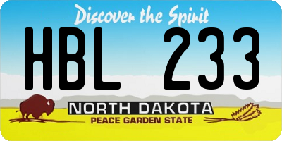 ND license plate HBL233
