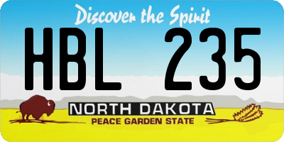 ND license plate HBL235