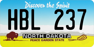 ND license plate HBL237