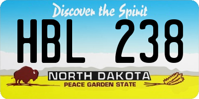 ND license plate HBL238