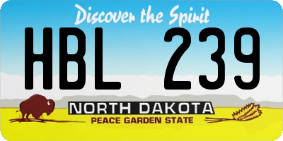 ND license plate HBL239