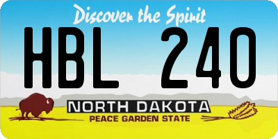 ND license plate HBL240