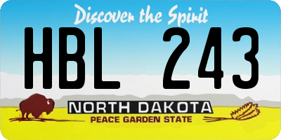 ND license plate HBL243