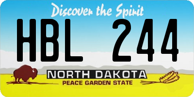 ND license plate HBL244