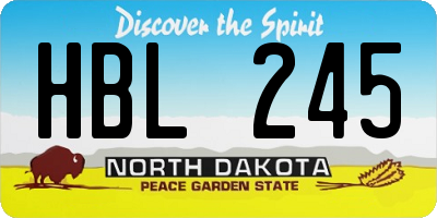 ND license plate HBL245