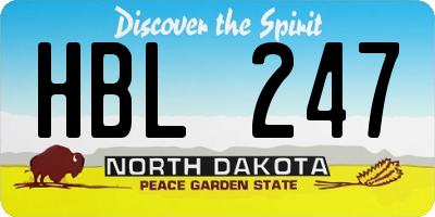 ND license plate HBL247
