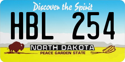 ND license plate HBL254