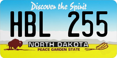 ND license plate HBL255