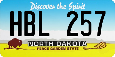 ND license plate HBL257