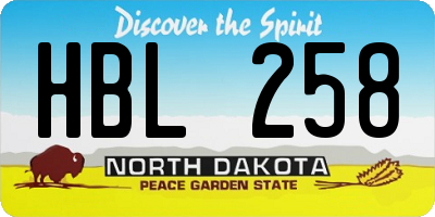 ND license plate HBL258