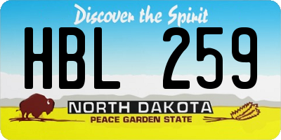 ND license plate HBL259