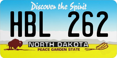 ND license plate HBL262