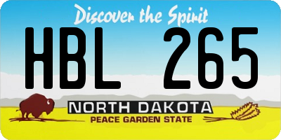 ND license plate HBL265