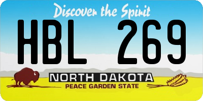 ND license plate HBL269