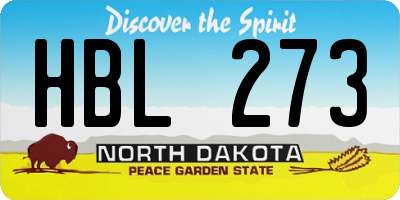 ND license plate HBL273