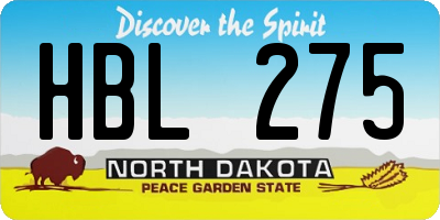 ND license plate HBL275
