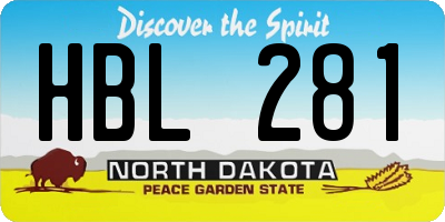 ND license plate HBL281