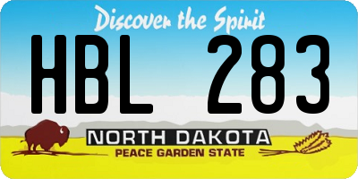 ND license plate HBL283
