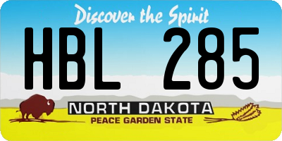 ND license plate HBL285