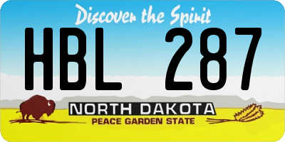ND license plate HBL287