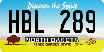 ND license plate HBL289