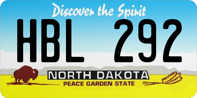 ND license plate HBL292