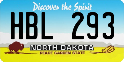 ND license plate HBL293