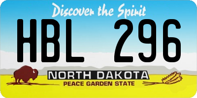 ND license plate HBL296