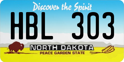 ND license plate HBL303