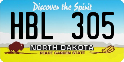 ND license plate HBL305