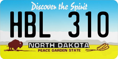 ND license plate HBL310