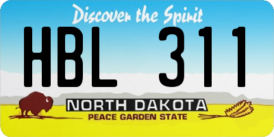 ND license plate HBL311