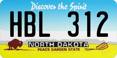 ND license plate HBL312