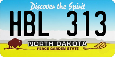 ND license plate HBL313