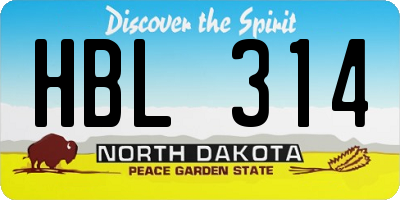 ND license plate HBL314