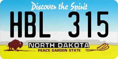 ND license plate HBL315
