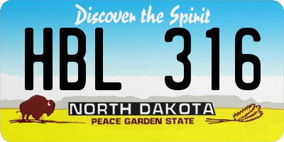 ND license plate HBL316