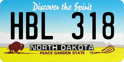 ND license plate HBL318